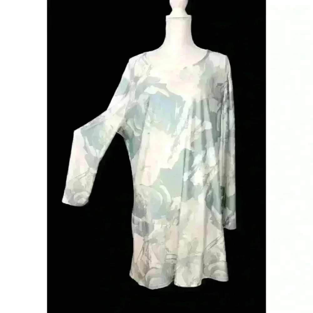 NWT LILY by FIRMIANA Woman FLORAL Tunic SOFT COLORS Top/Dress LONG Sleeve siz 4x - Picture 3 of 5